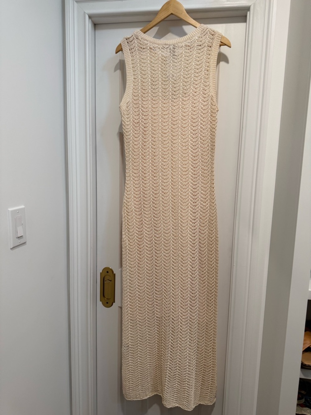 H&M Cream Open-Weave Knit Tank Maxi Dress Size Medium - Picture 2 of 8
